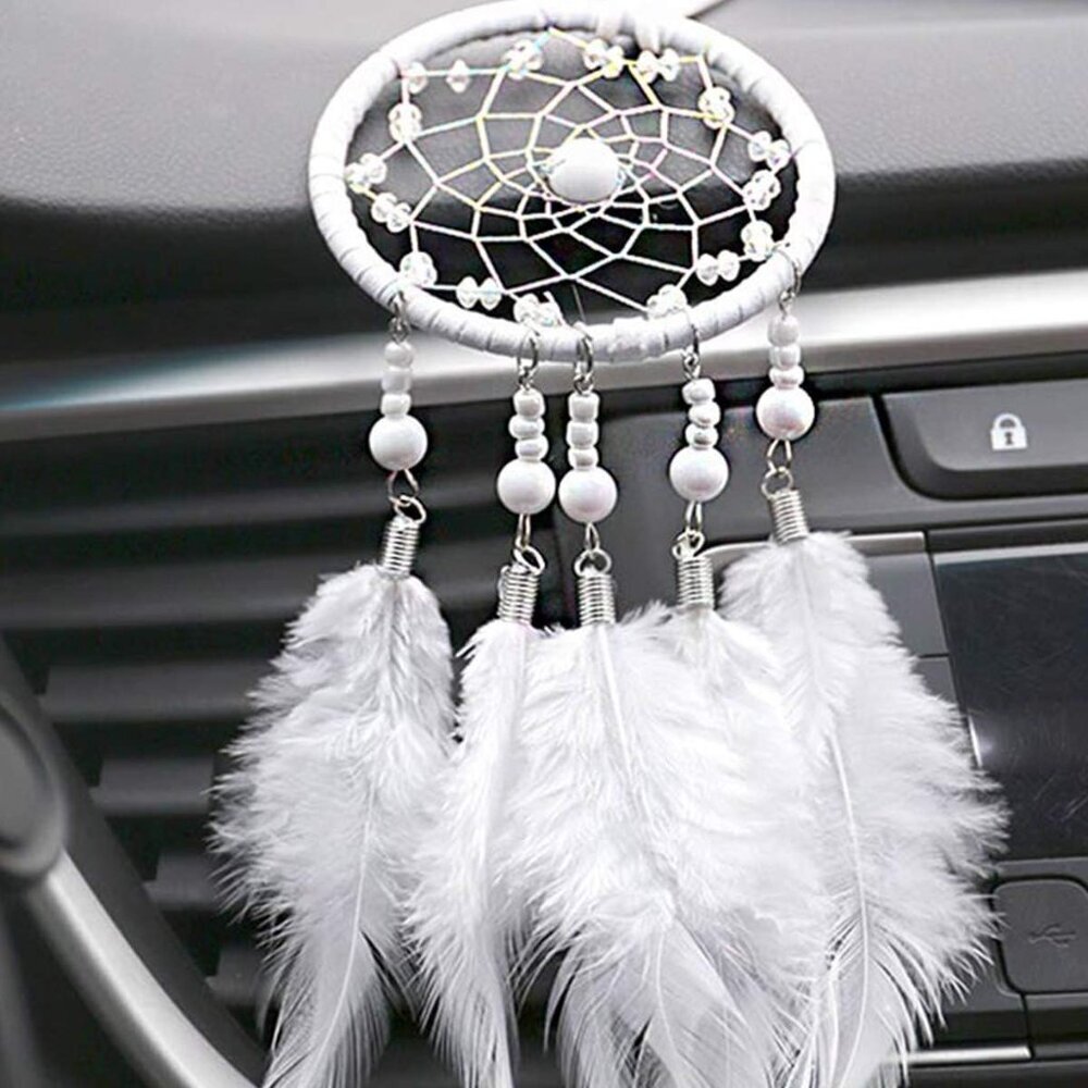 Feather Dream Catcher Pendant, Small Car Charm for Wall & Bedroom Hanging Decora - Picture 3 of 4
